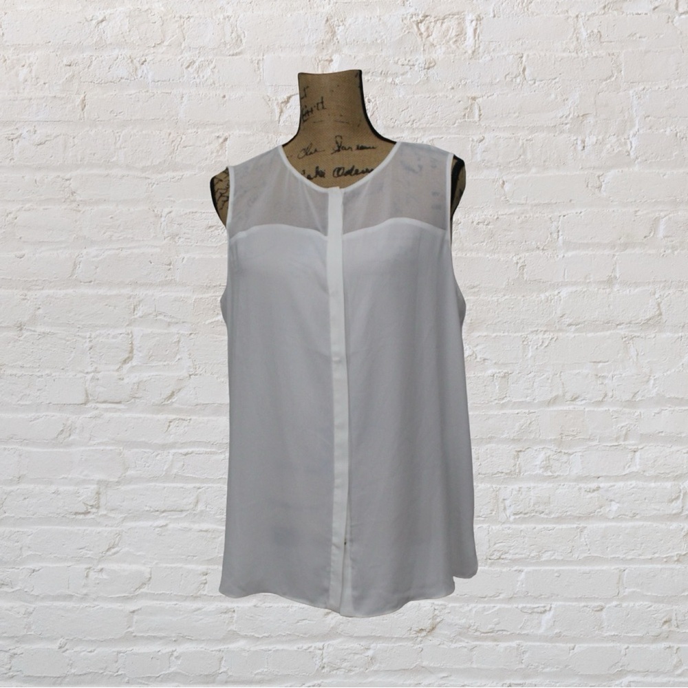 T Tahari Button Down Sleeveless Blouse